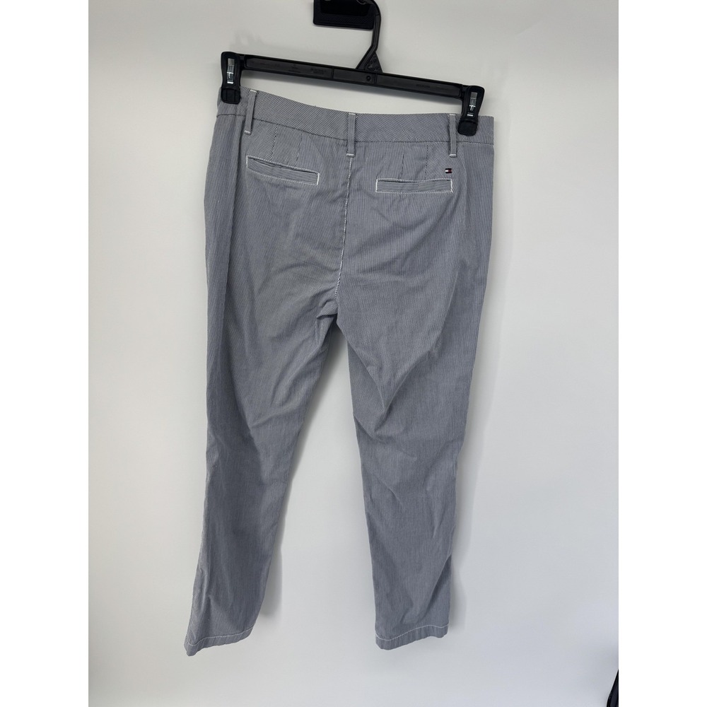 Tommy Hilfiger Chino Pants Womens 2 Blue White Stripe Straight Stretch Twill - Picture 3 of 10